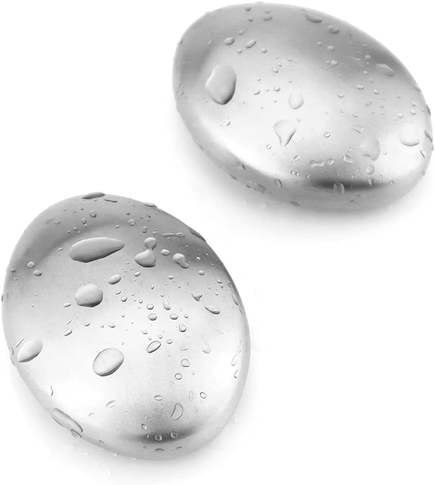 2 PCS Stainless Steel Soap, Magic Metal Odor Remover Bar Eliminating Smells Like Fish Onion Garlic Scents from Hands and Skin, Suitable for Kitchen