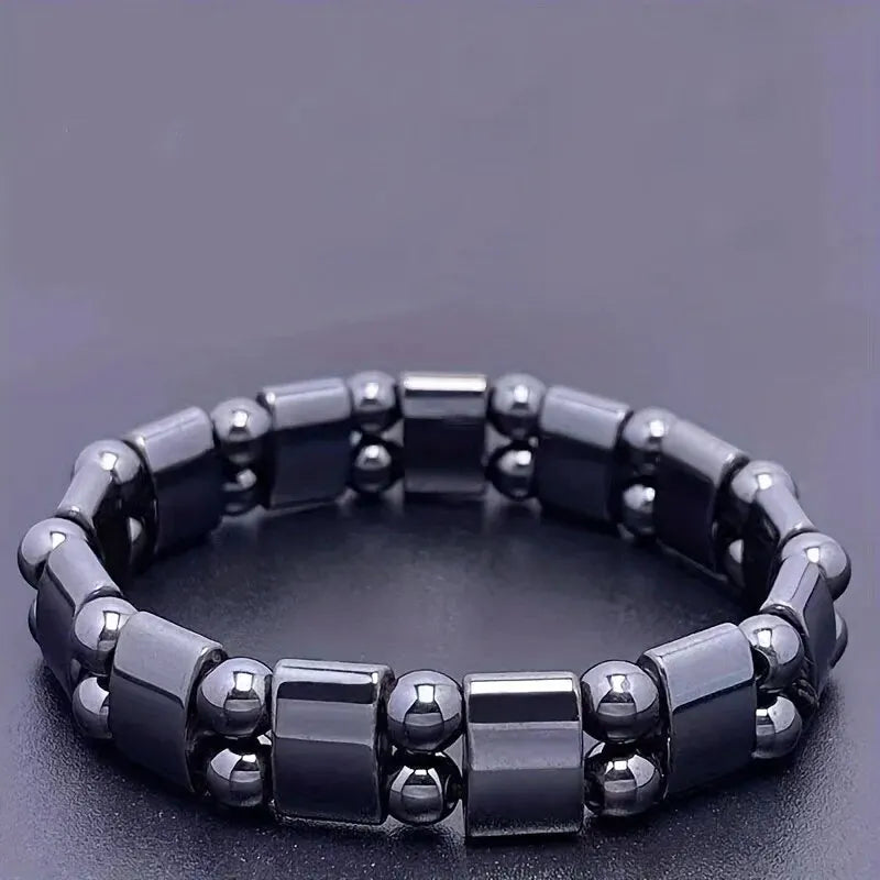 Bracelet Magnétique en Pierre Biliaire Noire