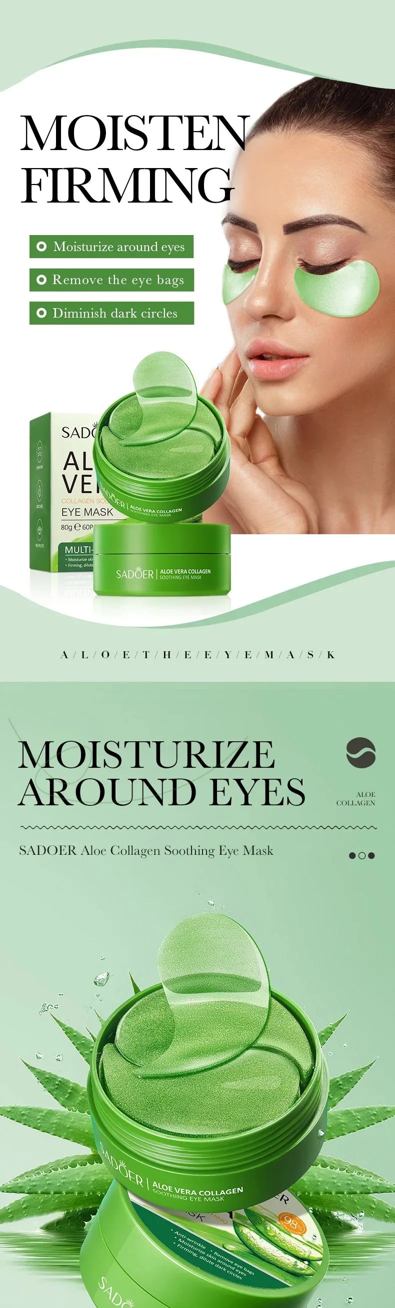 Patchs pour les Yeux à l'Aloe Vera et au Collagène