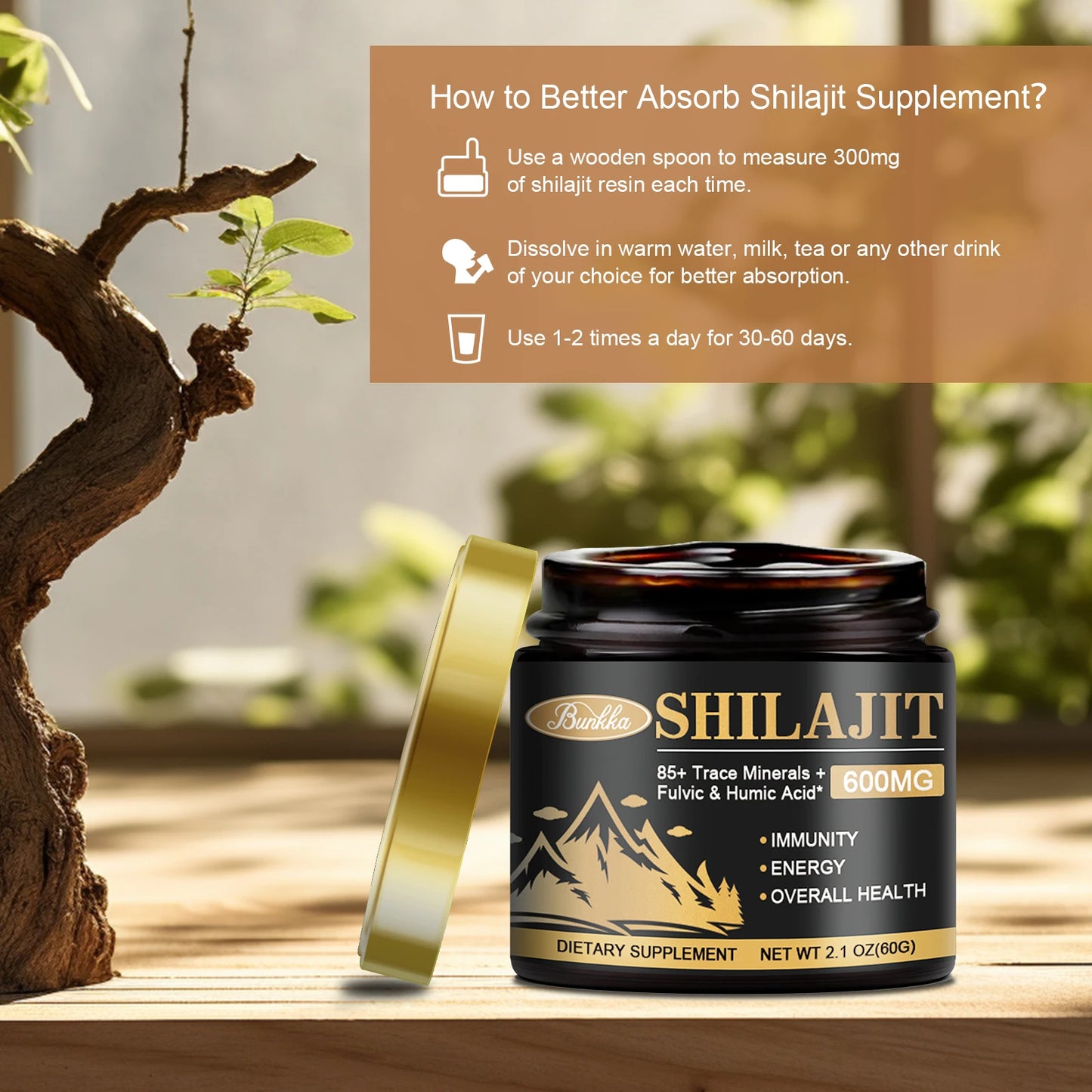 Résine de Shilajit Original Himalaya 100% Bio